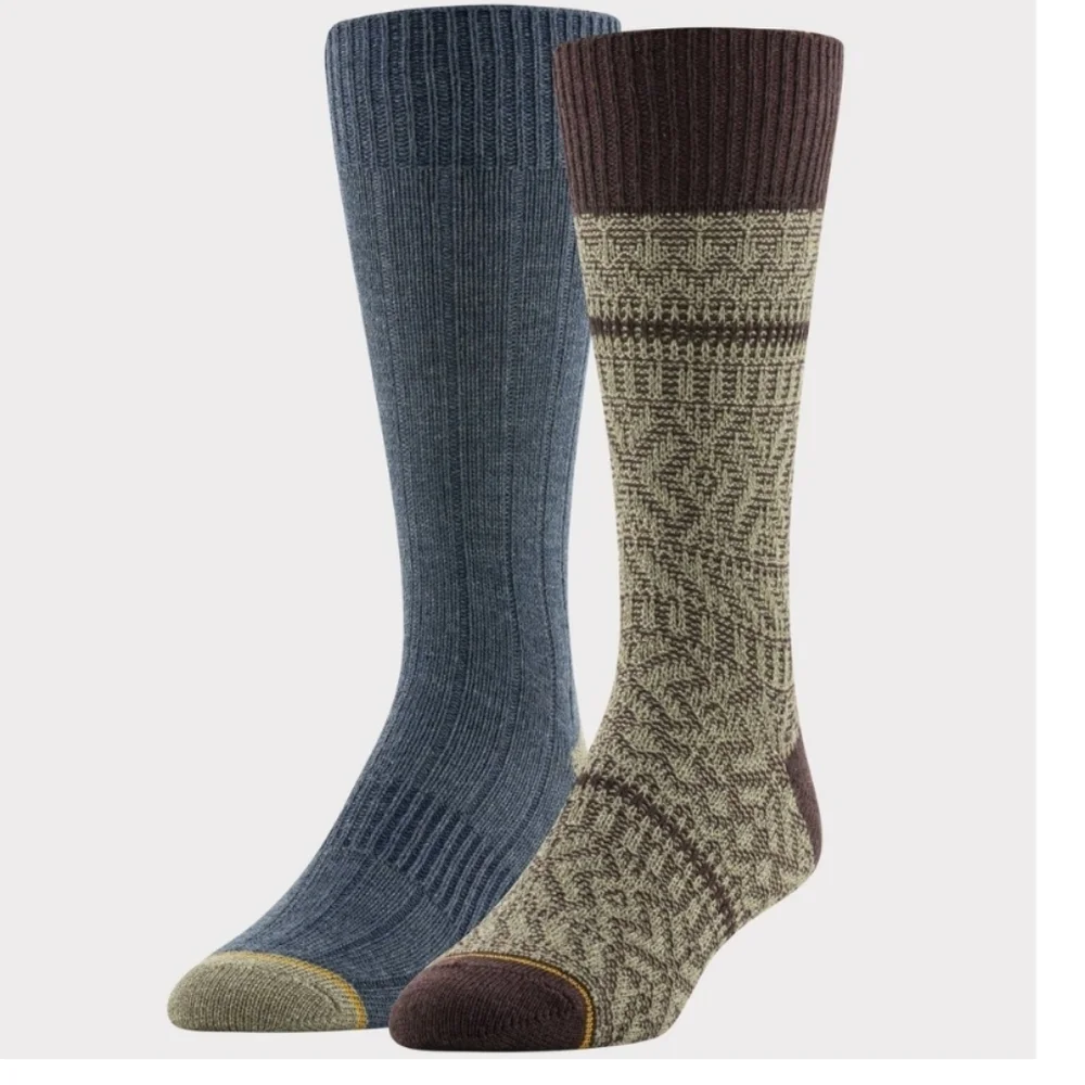 Goldtoe Signature Collection Men's Fair Isle Reverse Knit Crew Camp Socks 2pk